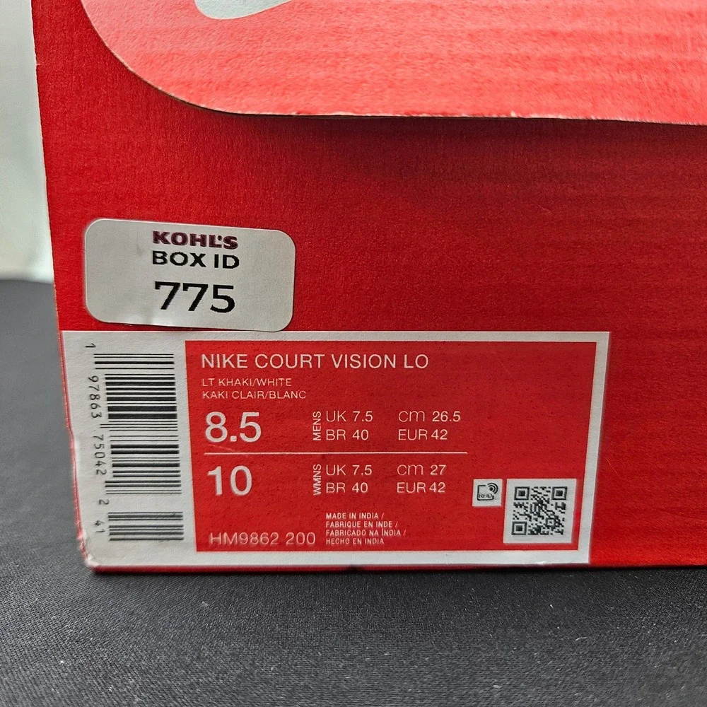 Nike Court Vision Low Light Khaki White Mens Sz 8.5 Womens Sz‎ 10 HM9862-200 New